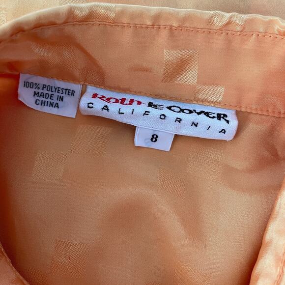 Vintage Blouse Size 8 Yellow Gold Jacquard Long Sleeve Button Office Secretary - Picture 12 of 15